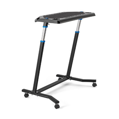 Indoor Cycling Desk - Adjustable Height Bike Deak Laptop Stand Non-Slip Surface - Portable Bike Trainer Fitness Desk With Lockable Wheels