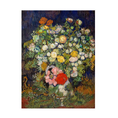 Wrapped Canvas Wall Art - Van Gogh 'Bouquet Of Flowers In A Vase 1890' Wall Art for Living Room, Bedroom, or Office Décor - 18x24