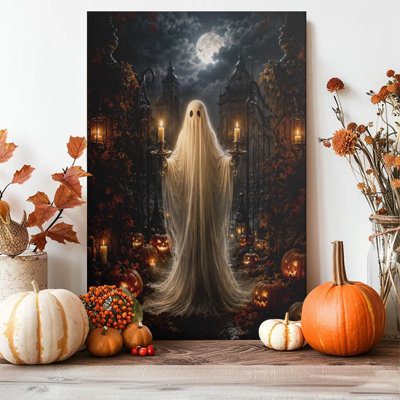 1pc, impression sur toile encadrée, affiches d'art fantôme d'Halloween, impression sur toile pour salon chambre bureau salle de bain dortoir, prêt à accrocher