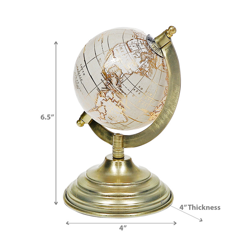 Globe terrestre en plastique / acrylique Ih Casadecor, H 6,5 po x l 4 po x P 4 po, Or