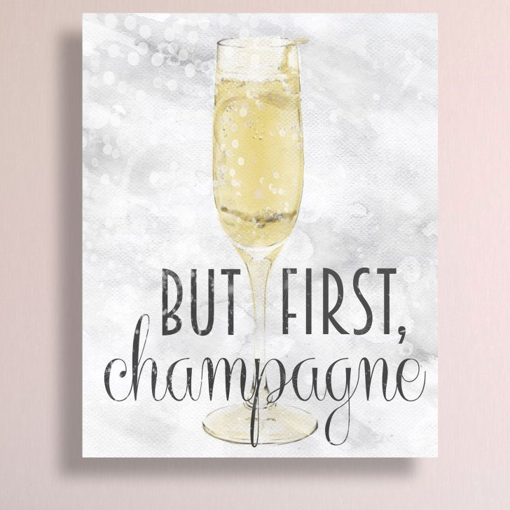 «Champagne Always», reproduction sur toile, H 42 po x l 36 po x P 1,5 po