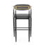 Ensemble de 2 tabourets de bar, tabourets de bar rembourrés à hauteur de comptoir avec dossier et pieds en fer pour îlot de cuisine, assise en tissu gris, capacité de poids de 260 lb-1476038390-1476038389