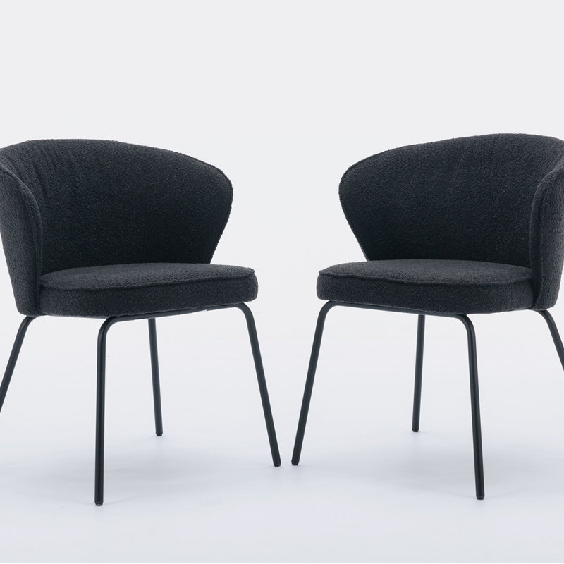 Chaise de salle à manger Ehtesham Boucle, Noir