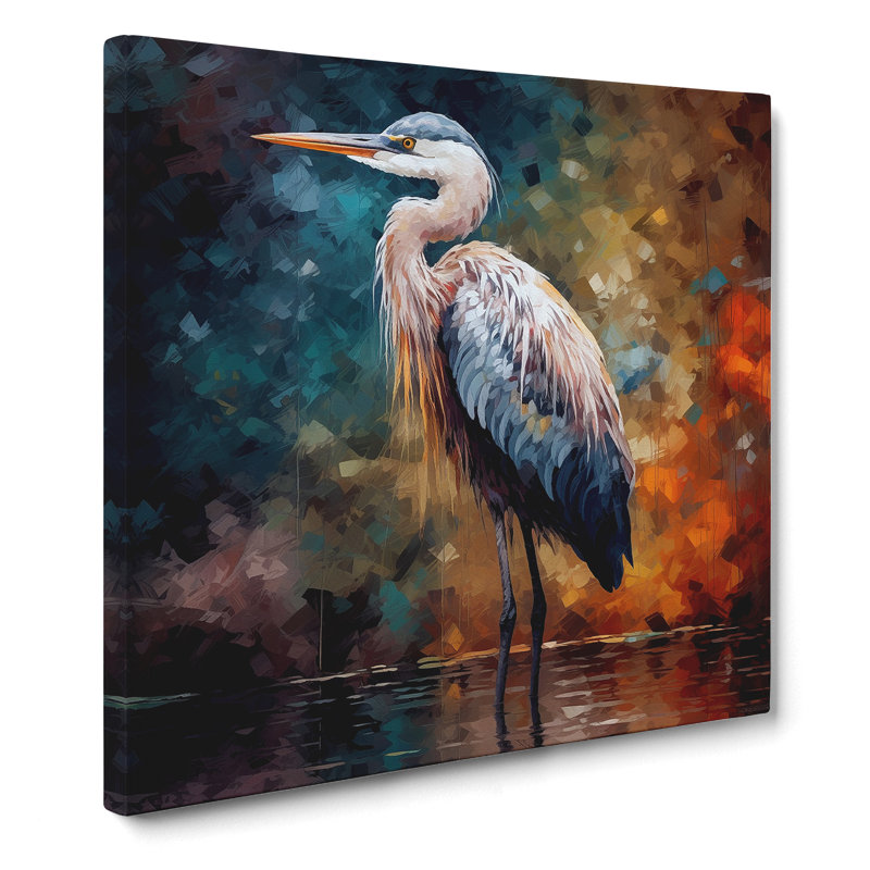 Heron Post-Impressionism - Wrapped Canvas