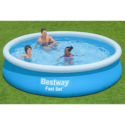 Bestway: Fast Set - 12' x 30" Inflatable Round Pool Set - Blue, Above Ground Swimming, Fill & Rise Setup