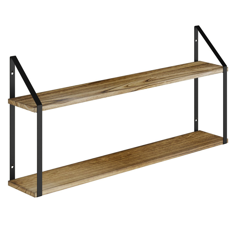Ternate 2 Piece Bracket Shelf, 17.1" H x 36" W x 6.27" D, Brown/Black