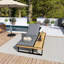 Chaise longue d'extérieur avec dossier réglable à 5 positions, inclinable avec coussin gris, chaise longue avec table d'appoint en bois d'acacia, structure en fer robuste pour la piscine, le jardin et la cour-1152308602