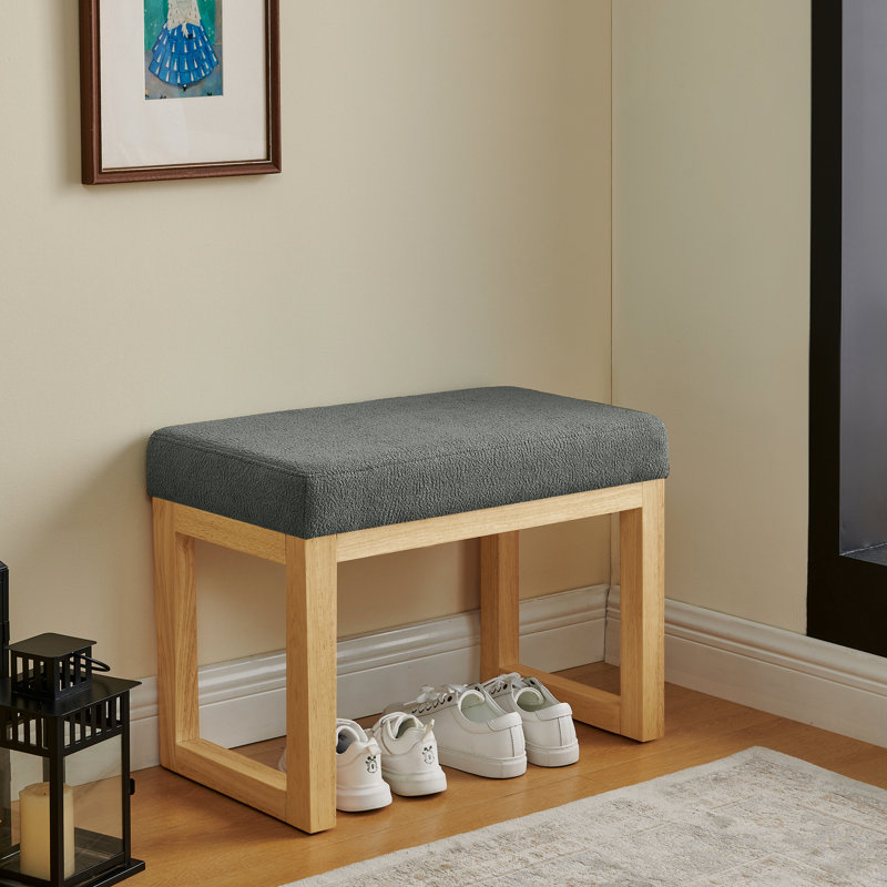 Banc minimaliste moderne gris foncé pour changer de chaussures, structure, coussin doux, banc à langer pour petit espace, siège en bois massif, librement dans les espaces
