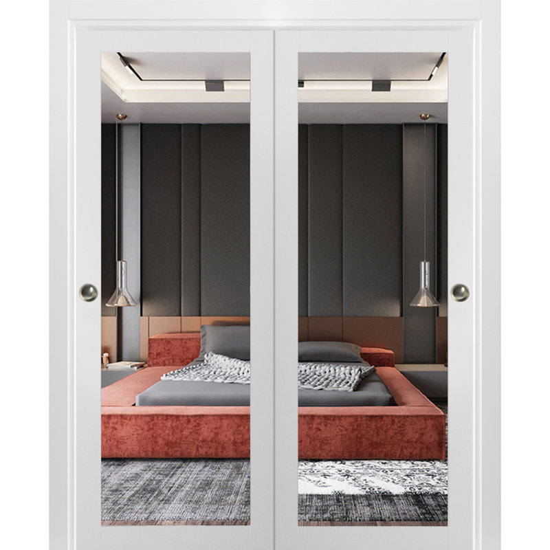 Portes coulissantes en verre à miroir Lucia, 36 po x 84 po