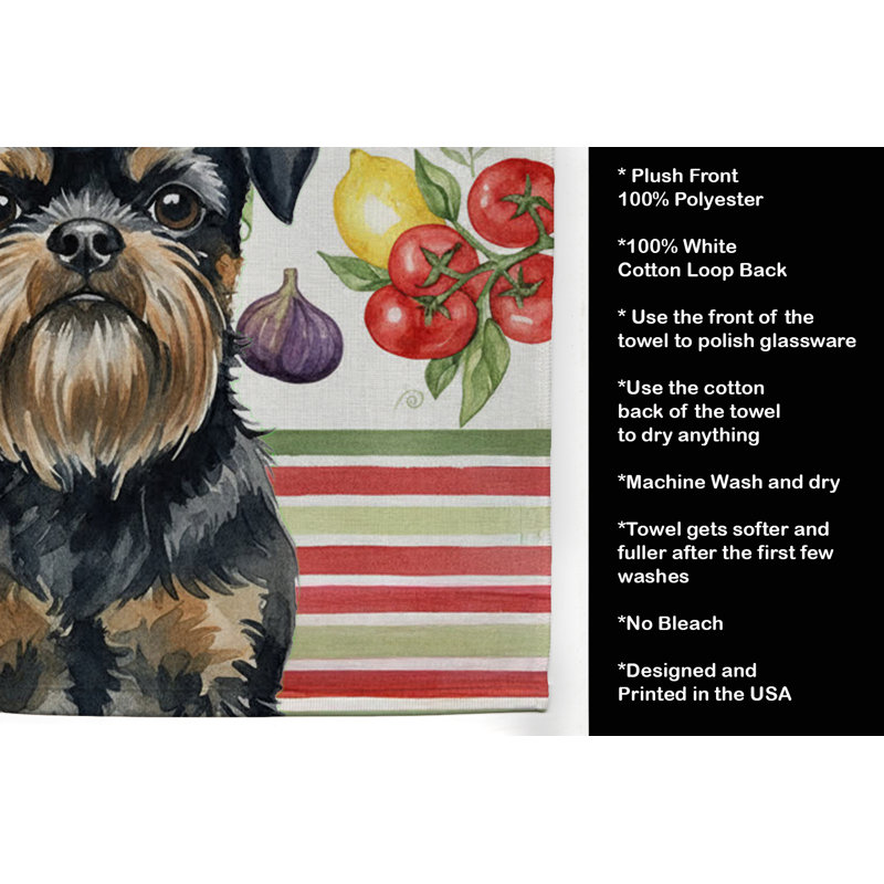 Torchon noir et brun clair à motif de légumes Griffon, Black/Tan Brussels Griffon