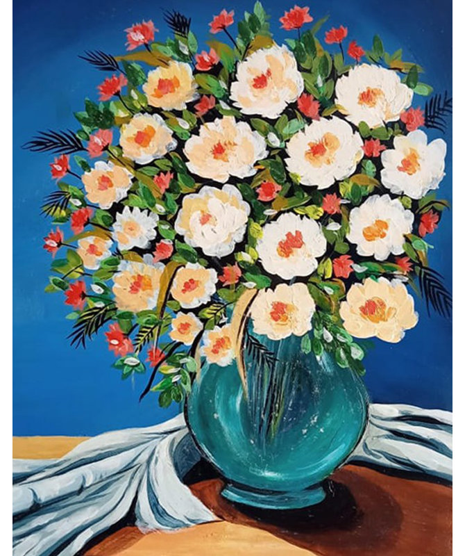 Pot de fleurs | Acrylique sur toile | Par Rohit | Décoration murale