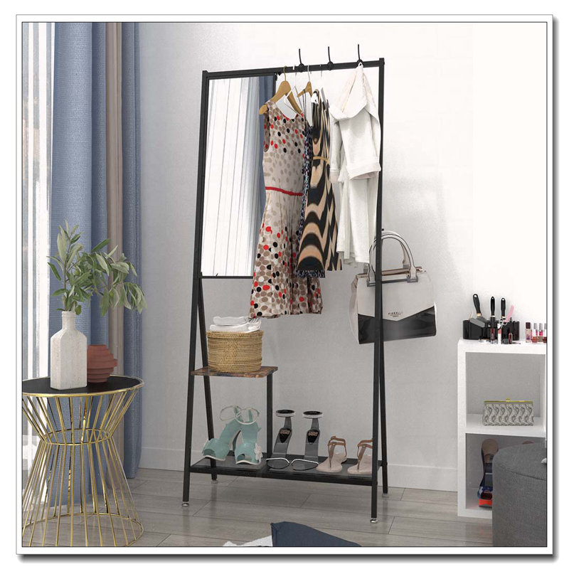 Portemanteau avec miroir, portemanteau multifonctionnel avec rangement pour chaussures