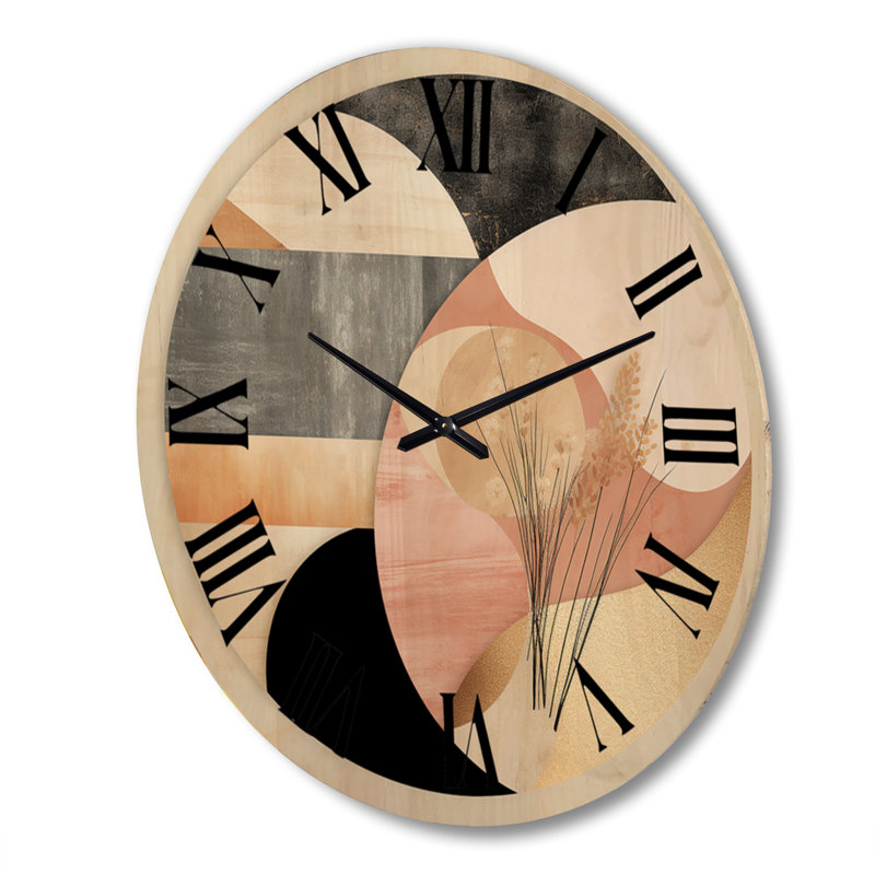 Horloge murale rétro en or rose Minimal Geometrics II, Très grand