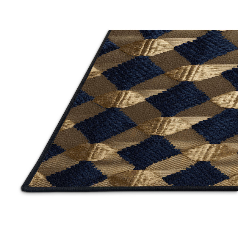 Tapis gris à carreaux lavable à la machine, Rectangle 5 pi x 8 pi