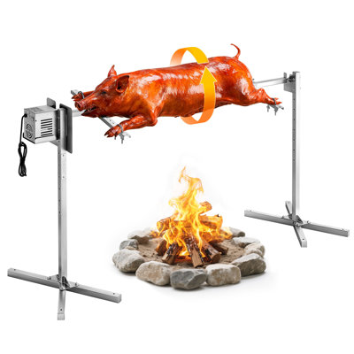Rôtissoire, ensemble de rôtissoire électrique à 8 niveaux AC120V, ensemble de rôtissoires avec capacité de charge de 132 lb, moteur de 38 W, ensembles de grillades automatiques en acier inoxydable pour les fêtes