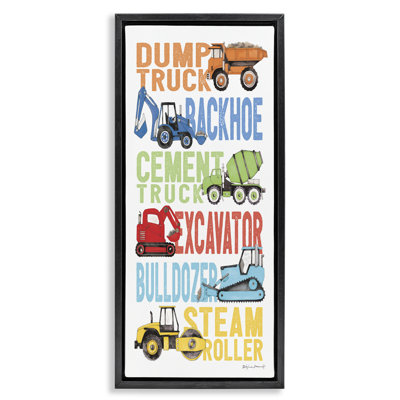 Traditional Construction Vehicles Framed Floater Canvas Wall Art by Stephanie Workman Marrott