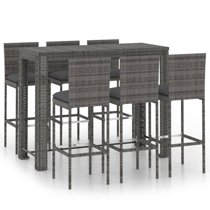 Ensemble de bar d'extérieur avec coussins crème 7 pièces Vidaxl