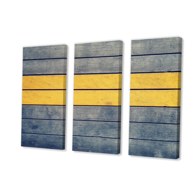 Art mural moderne géométrique, minimalisme Slave - lever du soleil, minimalisme Slave jaune et bleu