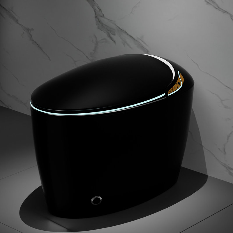 Egg Shaped Smart Toilet with Built-in Bidet Intelligent Modern Toilet with LED Display, Auto Open/Close Seat, Warm Water & Dryer, 4 Washing Modes