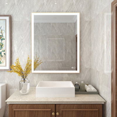 Edlun Bathroom Framed LED Mirror Anti-Fog With Dimmable Light Touch Sensor And Memory Function