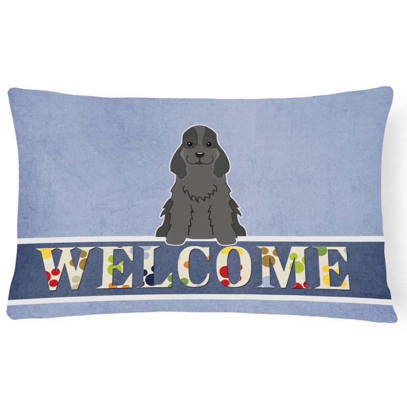  Coussin Cocker Spaniel Welcome, Noir