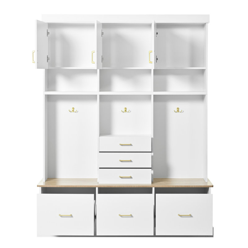 Arbre d'entrée U-Can H 75 po avec banc et rangement, Blanc
