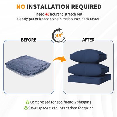 Abbel Outdoor 3.5'' Replaceable Cushion Set Seat and Back Cushions (Set of 6 Cushions, 6 Backrests, 2 Corner Cushions)-Cushion Set Only