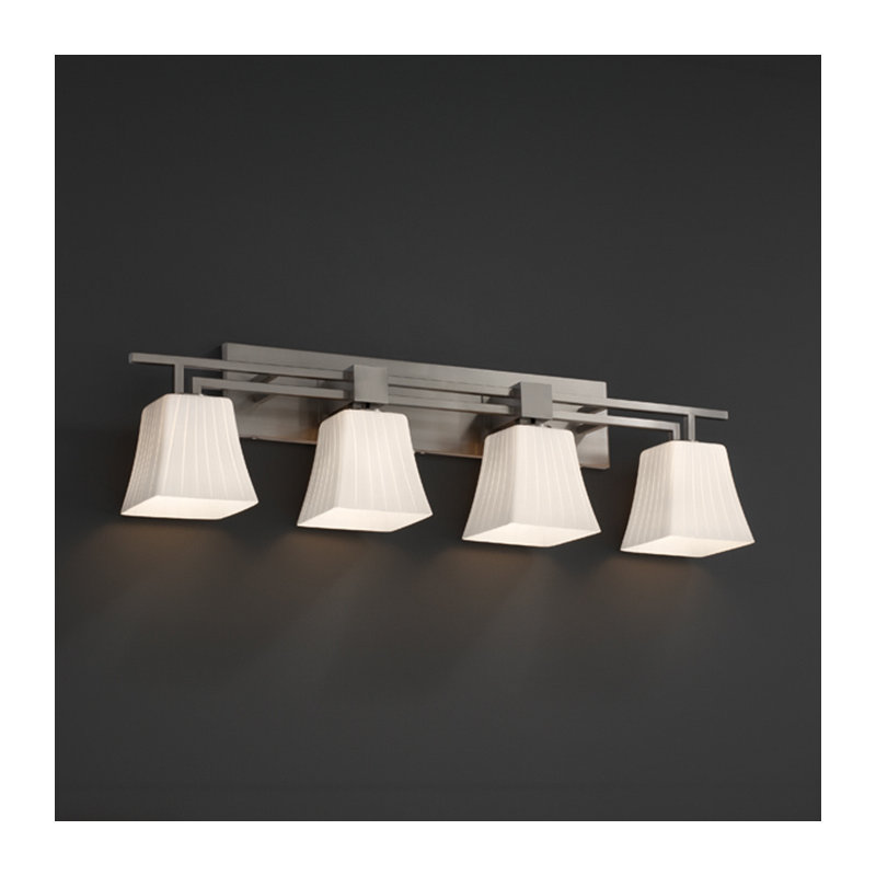 Éclairage pour meuble-lavabo 4 lumières Cira, Tissage, Nickel