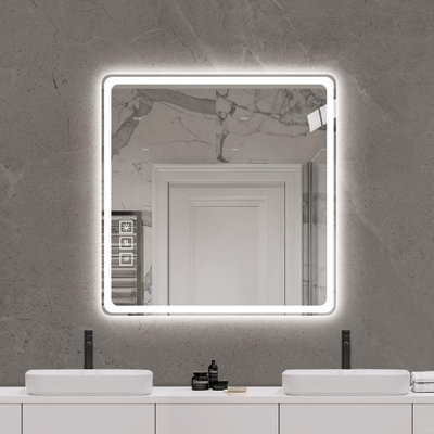 Miroir de salle de bain à DEL avec miroirs de salle de bain avec lumières avant et antibrouillard murales