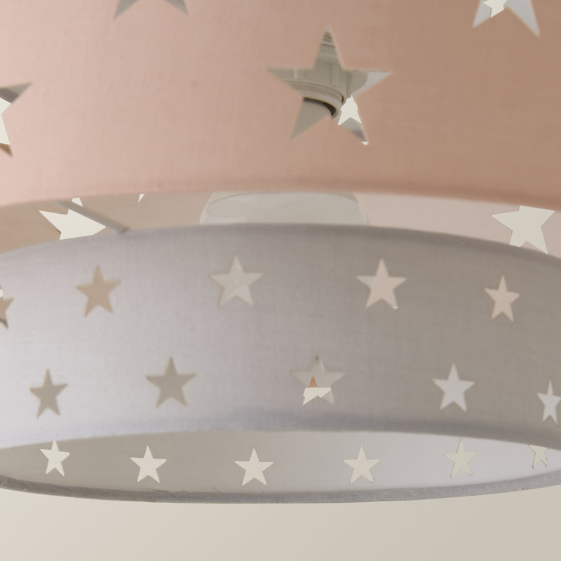 Star 19 cm H Drum Pendant Shade ( Spider ), Dusky Pink/Dark Grey