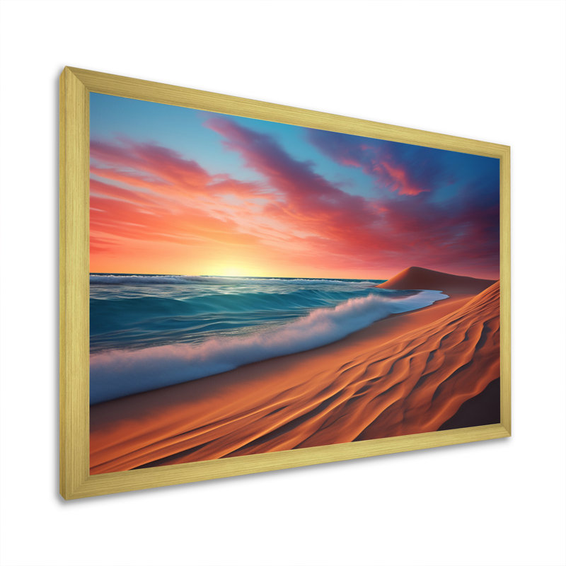 "Coastal Minimalisme" Photo encadrée sur toile, H 24 po x l 32 po x P 1 po, Encadrement doré