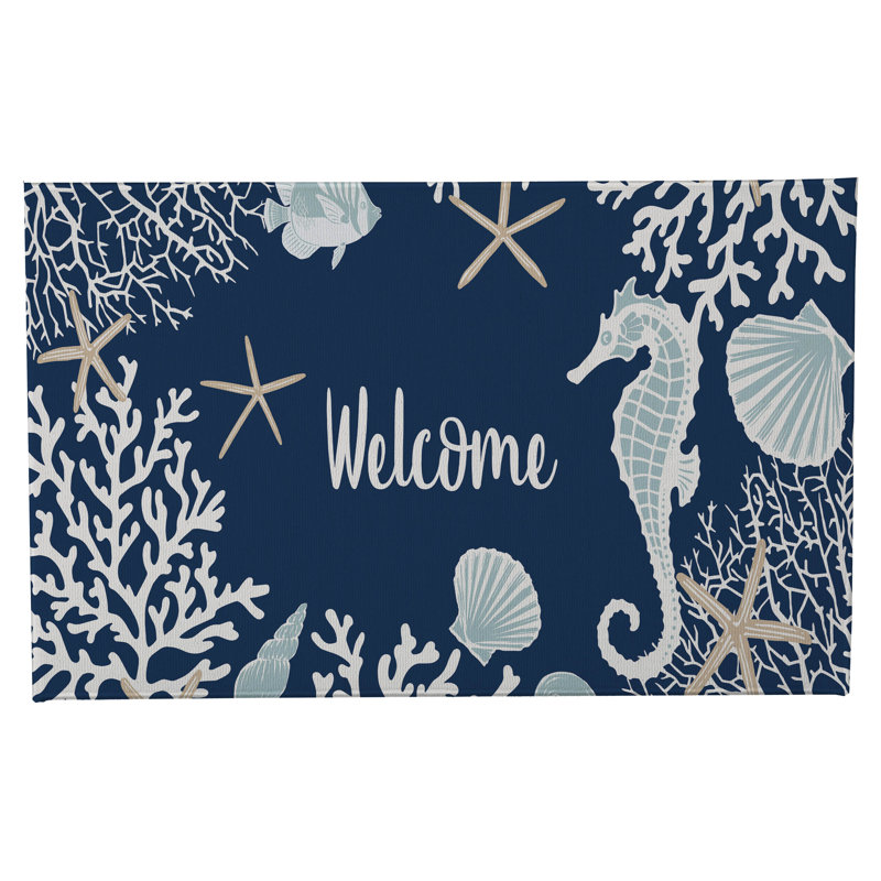 Paillasson Coral & Seahorse, Marine, L 24 po x L 17 po