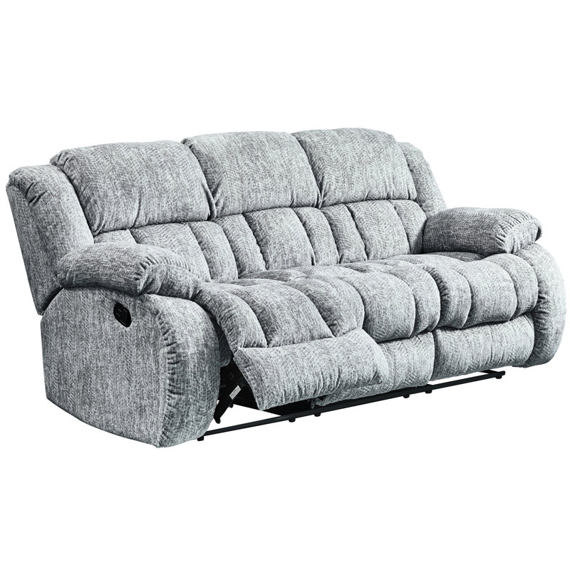 Inclinable et - Tissu gris, structure en bois, fauteuil inclinable manuel, accoudoirs rembourrés surdimensionnés, méridienne, coussins attachés, extra, performance de glissement en douceur et, fabrication 100% tissu, système, devant roulé