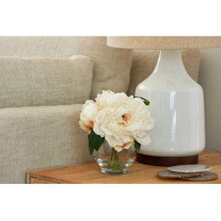 Cream BLOOMS Peonies in Glass Vase
