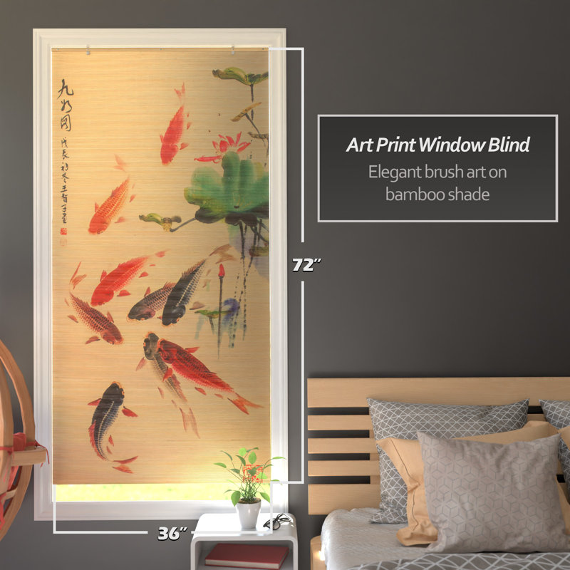 Semi Sheer Bamboo Roman Shade, 36"W x 72"L