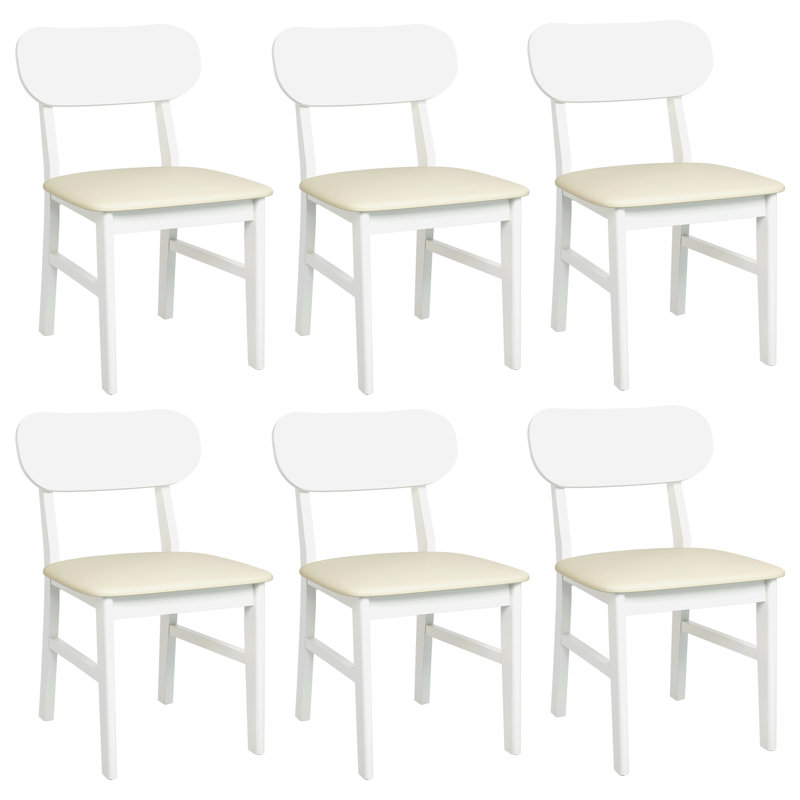 Ensemble de 6 chaises de salle à manger Englehart, Crème / Blanc