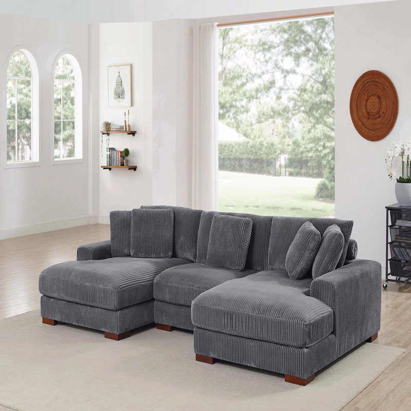 Grand canapé modulaire à double assise en velours côtelé Large Seating