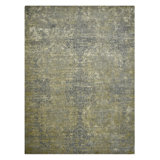 Mystique Lucci Hand-Knotted Wool/Silk Area Rug in Gold/Gray