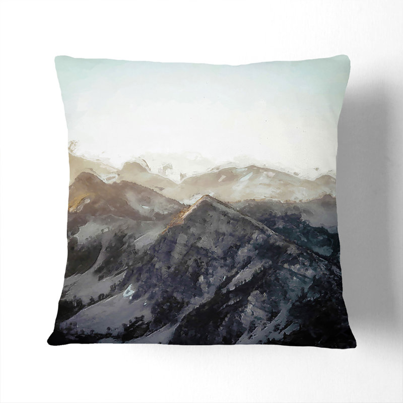 Mountain Range Cushion with Filling, 40cm H x 40cm W x 15cm D, Stone