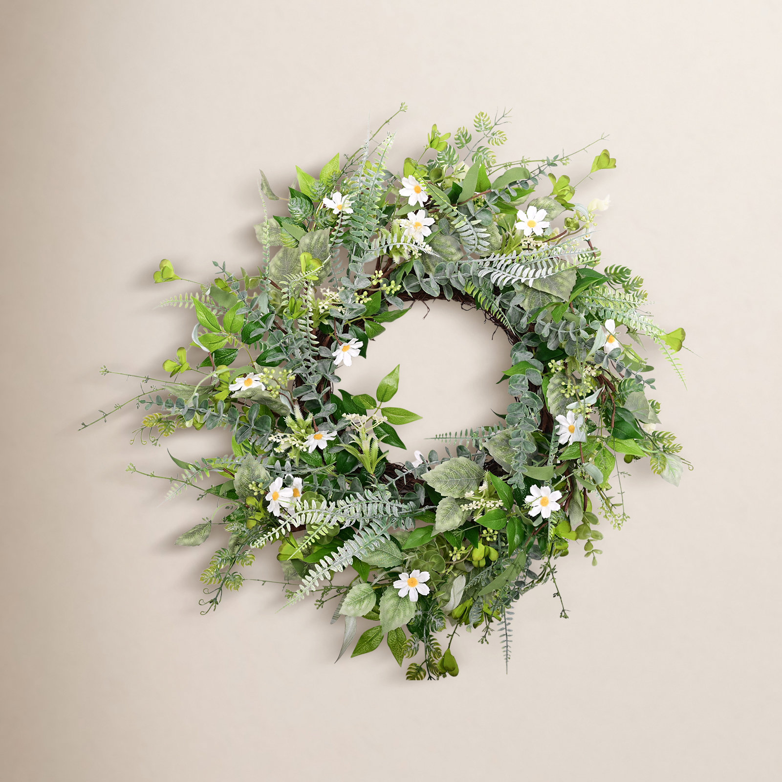 24" Artificial Spring Summer Wildflower Berry Foliage Leaves Front Door Wreath Home Wedding Party Decor