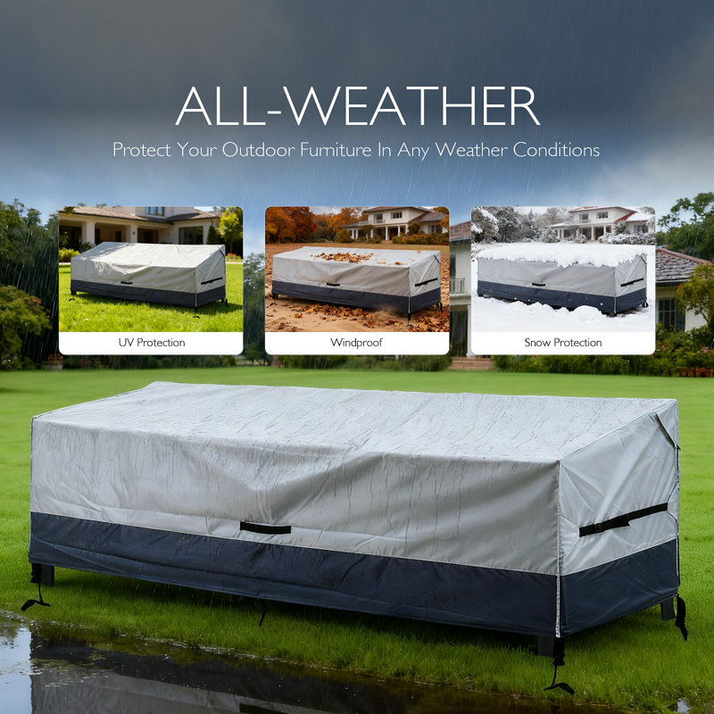 Housse de causeuse d'extérieur pour causeuse, housse de banc pour housses de canapé de patio imperméable 2 places (gris-gris foncé)