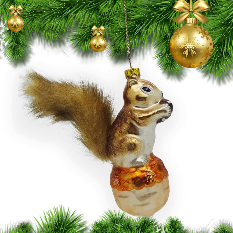 Ornement de Noël en verre Jasya Squirrel