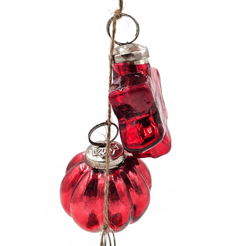 4' Red Glass Beaded Garland Set with Jute String