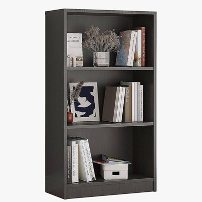 Bookcase Freestanding 3 Shelf Wood Bookshelf Adjustable Shelves