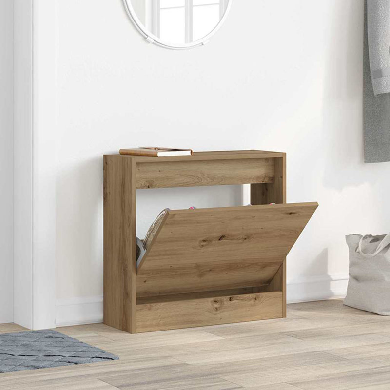 Shoe Cabinet 60 X 21 X 57 Cm Engineered Wood, Artisan Oak