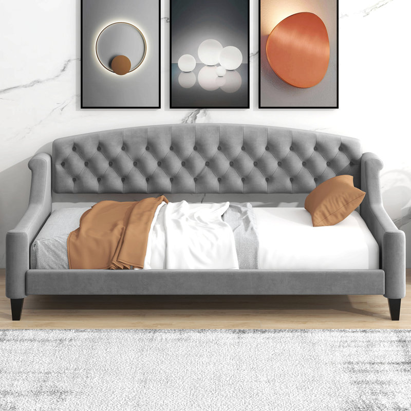 Modern Luxury Tufted Button Daybed, Twin, Gray