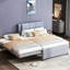 Lit double gris avec lit gigogne pliable. Bois de pin massif + cadre. Pas de sommier tapissier. Lit gigogne ajustable simple à installation simple - Design élégant