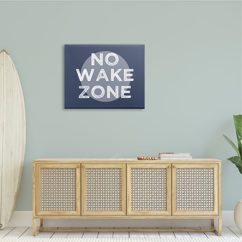 No Wake Zone Circular Background Grunge Textured Words XXL Stretched Canvas Wall Art by Daphne Polselli, Canvas
