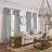  Drop Cloth Curtain Panel, Light Filtering Ring and Tab Top with Attached Valance, 84 in Long x 50 in Wide, Farmhouse Single Window Panel, Bedroom, Living Room and Dining Room, Wave Blue-56802053-82922705