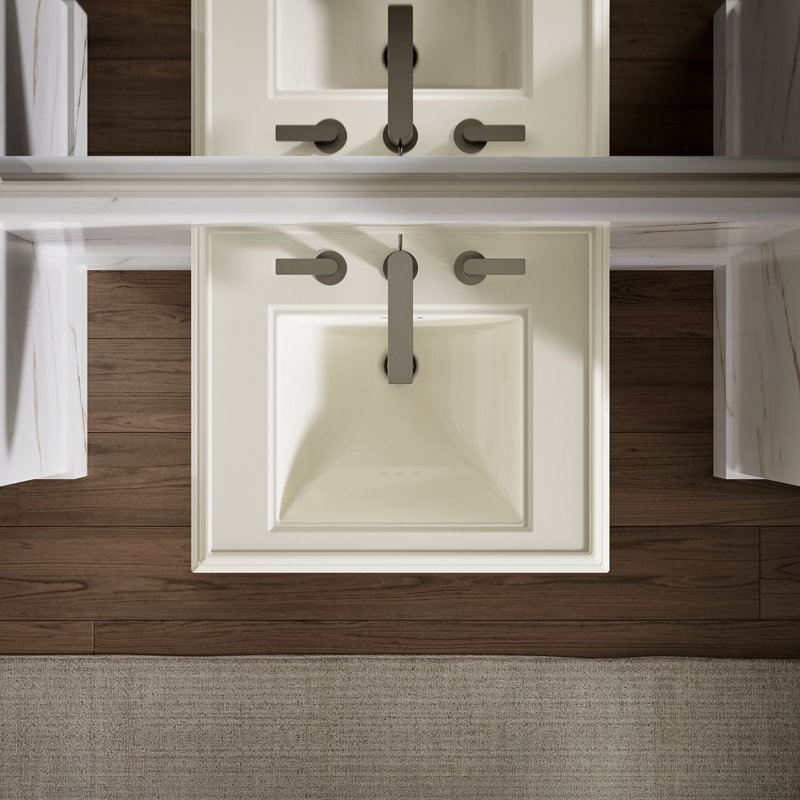 Memoirs®  Pedestal Tall Bathroom Sink with Overflow, Biscuit, 8" Centers